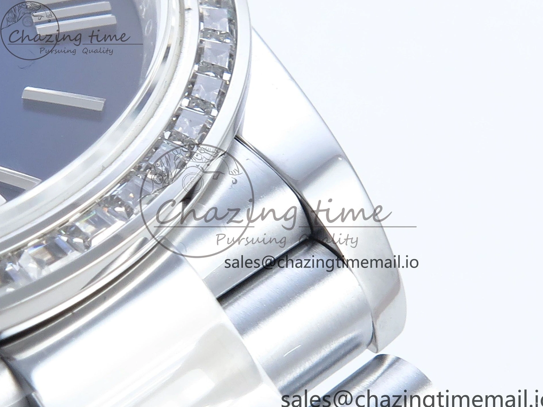 MiroTime 0409 Seasonal DayDate 40 SS QF 1:1 Best Edition Blue Black Dial Diamonds Bezel on President Bracelet A2836 V5 (Gain Weight) 482